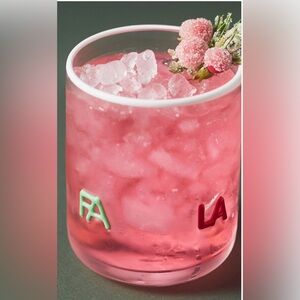 Anthropologie Festive Icon Juice Glass FA LA LA
